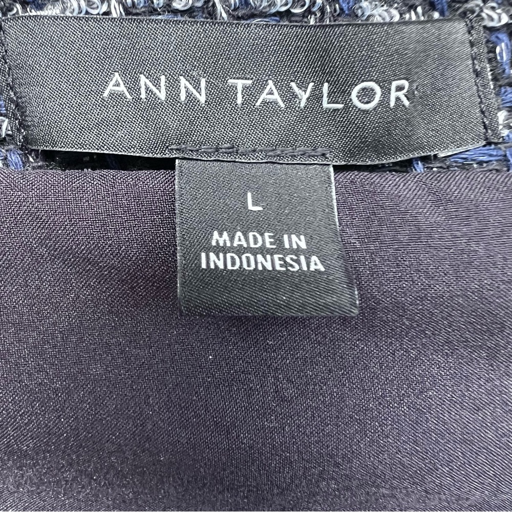 Ann Taylor navy blue metallic tweed ruffle jacket - Picture 11 of 13
